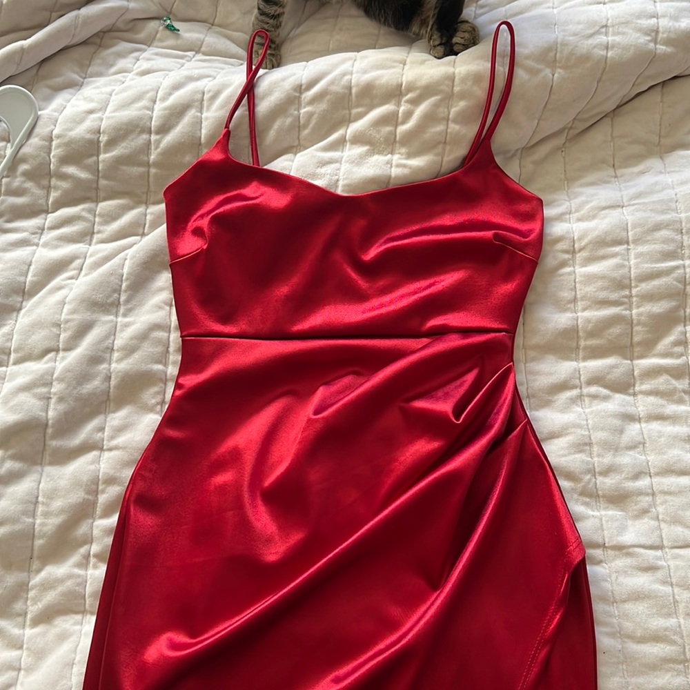 Windsor “burgundy” satin dress